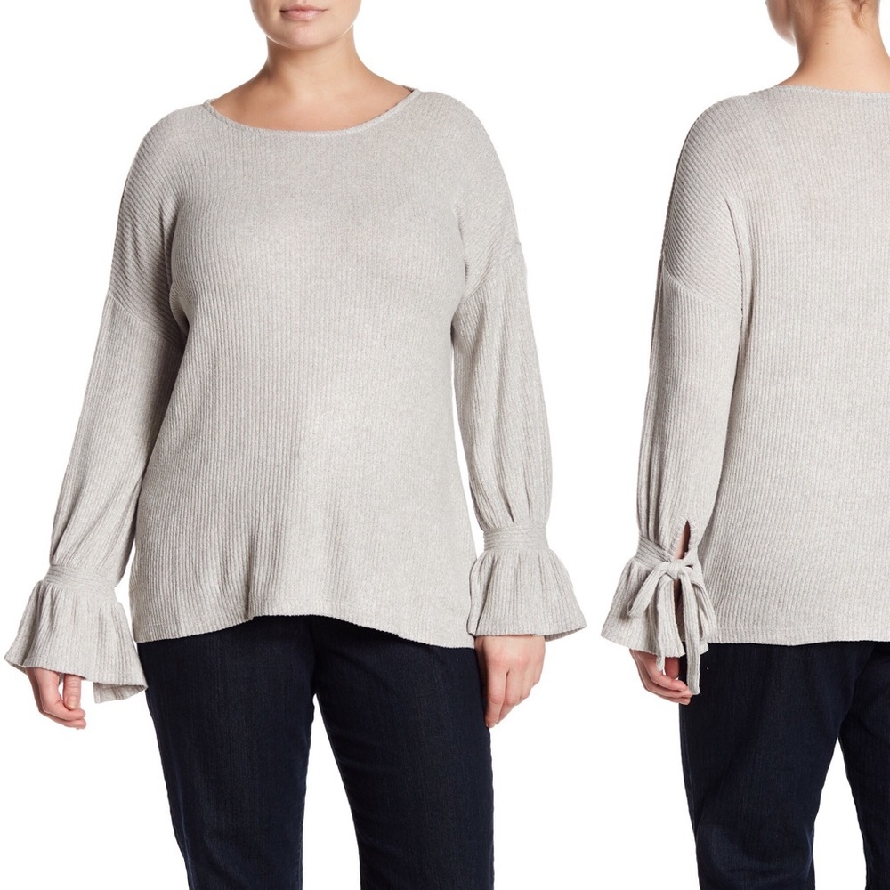 Lucky Brand Ribbed Knit Tie Cuff Sweater